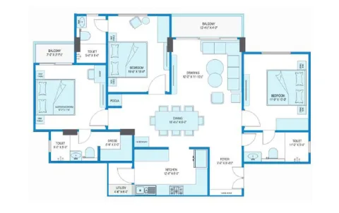 Ashapurna Neopolis - 3BHK floor plan, 1,661 sqft (super built-up), Jaipur