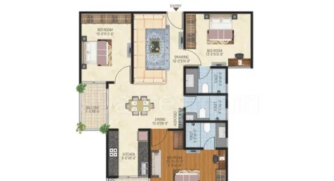 Vardhman Kings Court - 3 BHK floor plan, 1,475 sqft (super built-up), Jaipur