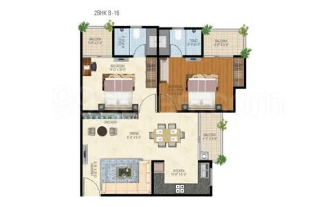 Vardhman Kings Court - 2 BHK floor plan, 1,205 sqft (super built-up), Jaipur