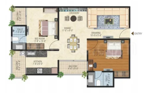 Vardhman Kings Court - 2 BHK floor plan, 1,190 sqft (super built-up), Jaipur